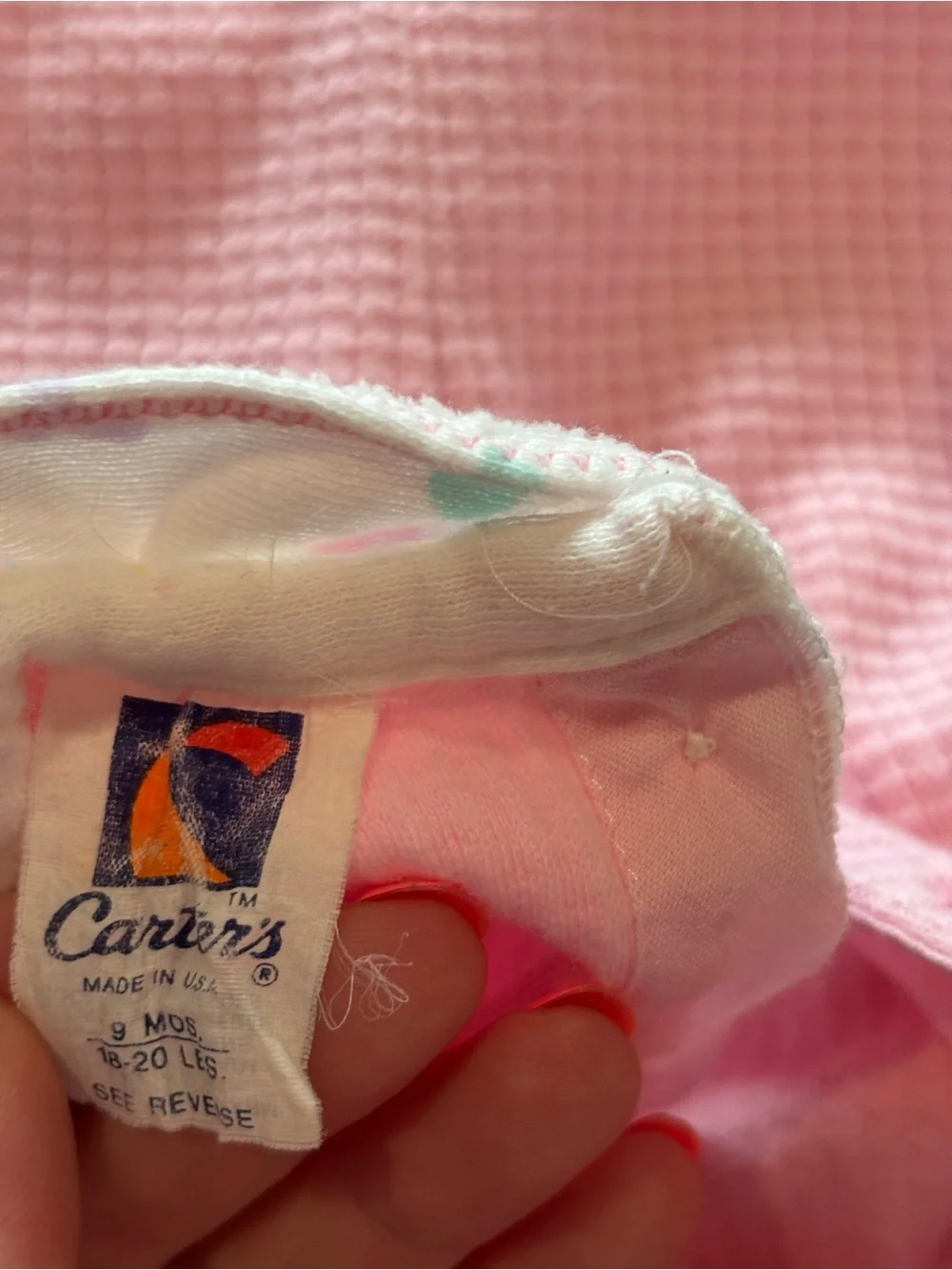 Vintage Carter’s 9 Month Pink Waffle Knit Romper